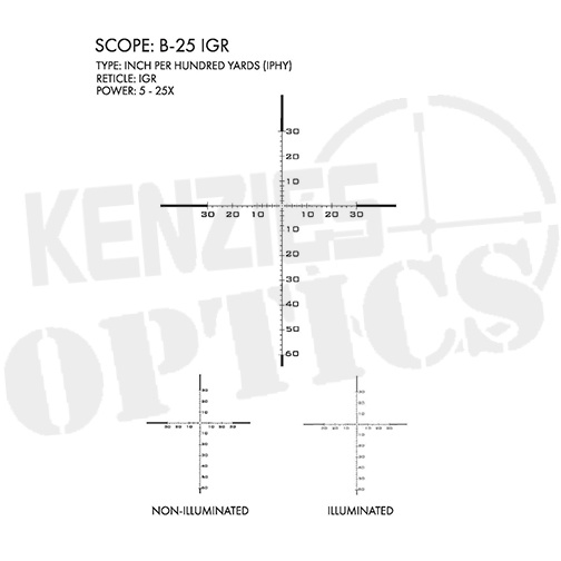 US Optics B-25 5-25x52mm Scope - FFP IGR Reticle 