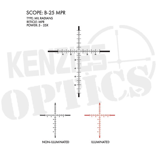 US Optics B-25 5-25x52mm Scope - FFP MPR Reticle 