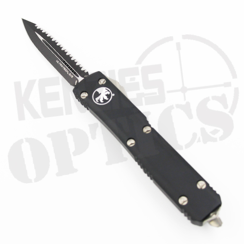Microtech Ultratech D/E Fully Serrated OTF Automatic Knife Black - Black