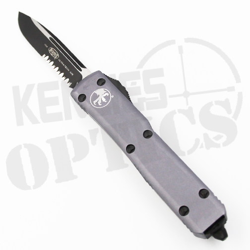 Microtech Ultratech S/E Partial Serrated Tactical OTF Knife Gray – Black