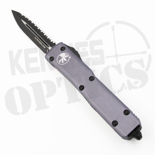 Microtech Ultratech D/E Fully Serrated OTF Automatic Knife Gray – Black
