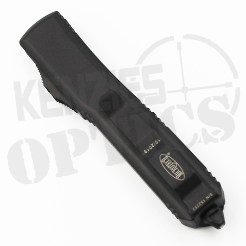 Microtech Ultratech D/E Fully Serrated OTF Automatic Knife Tactical Black – Black