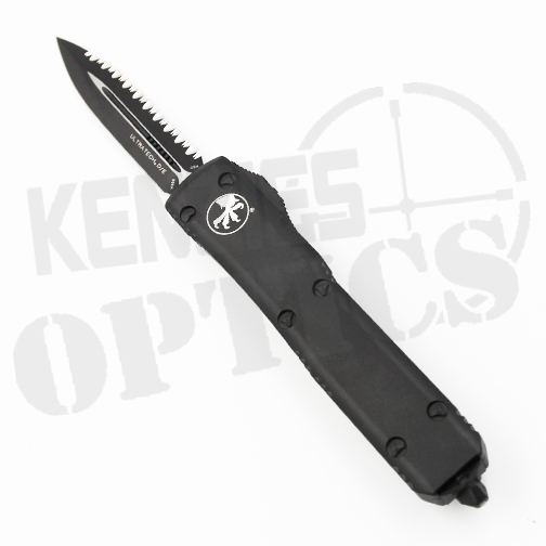 Microtech Ultratech D/E Fully Serrated OTF Automatic Knife Tactical Black – Black