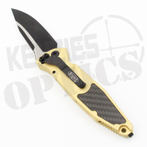 Microtech SOCOM Elite T/E Automatic Knife Champagne Gold Carbon Fiber Inlay – Black