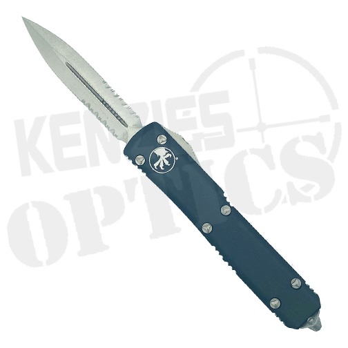 Microtech Ultratech D/E Partially Serrated OTF Automatic Knife Black - Stonewash