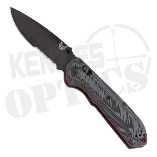 Benchmade Freek Folding Black Knife - G-10 Black Handle - Black Partially Serrated Blade