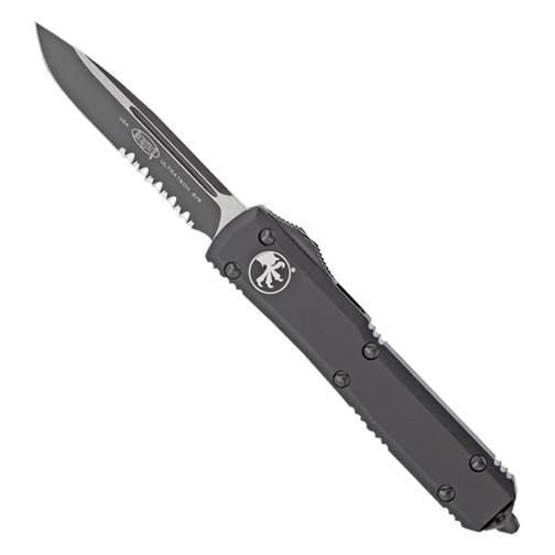 Microtech Ultratech Tactical S/E Partial Serrated OTF Knife Black – Black