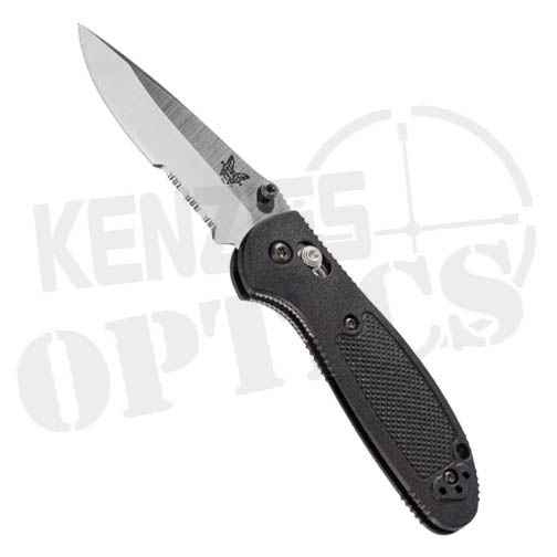 Benchmade Mini Griptilian Knife - Black Handle/Partially Serrated Satin Blade