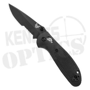 Benchmade Mini Griptilian Knife - Black Handle/Partially Serrated Black Drop Point Blade