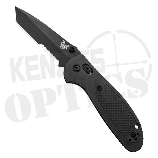 Benchmade Mini Griptilian Knife - Black Handle/Partially Serrated Black Tanto Blade