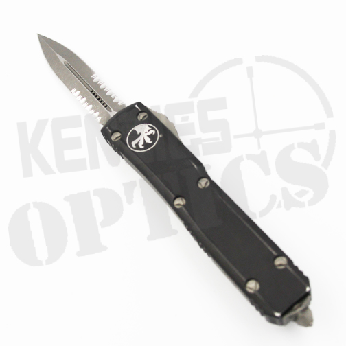 Microtech Ultratech D/E Partially Serrated OTF Automatic Knife Distressed Black – Stonewash