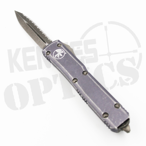 Microtech Ultratech D/E Serrated OTF Automatic Knife Distressed Gray – Stonewash