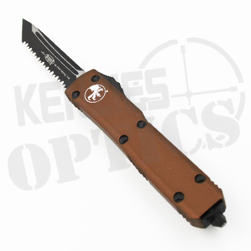 Microtech Ultratech T/E Fully Serrated Automatic Knife Tan - Black