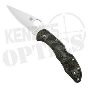 Spyderco Delica 4 Knife - Satin Plain Blade with Zome Green Handle