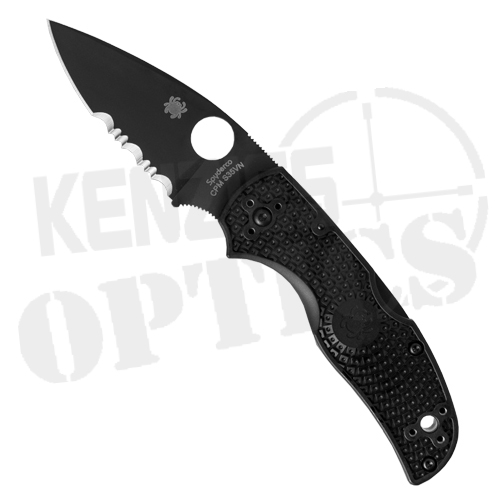 Spyderco Native 5 Knife - Black Partially Serrated Cutting Edge with Black Handle