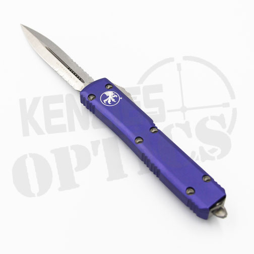 Microtech Ultratech D/E Partially Serrated OTF Automatic Knife Purple – Stonewash