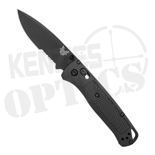 Benchmade Bugout AXIS Lock Knife - Black Handle and Black Partially Serrated Blade
