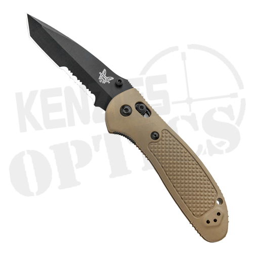 Benchmade Griptilian Knife - Sand Handle - Black Partially Serrated Tanto Blade