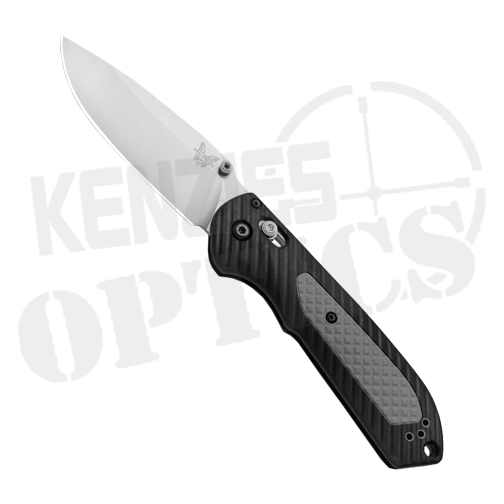 Benchmade Freek Folding Black Knife - Black and Gray Handle - Satin Plain Drop Point Blade