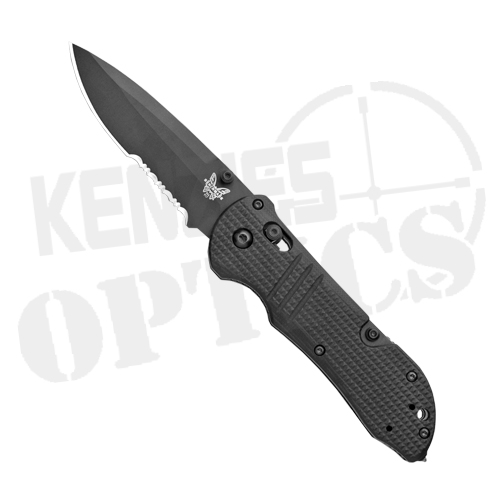 Benchmade Triage Knife - G-10 Black Handle - Black Partially Serrated Drop Point Blade