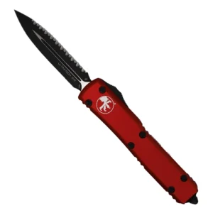 Microtech 122-3RD Ultratech D/E Fully Serrated OTF Automatic Knife Red - Black Blade