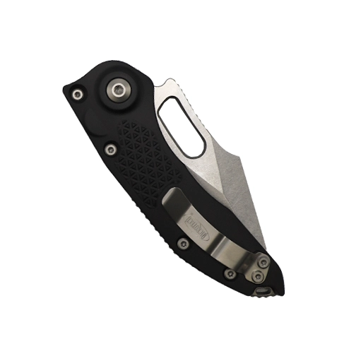 Microtech 169-11 Stitch Spear Point Partially Serrated Automatic Knife Black - Stonewash