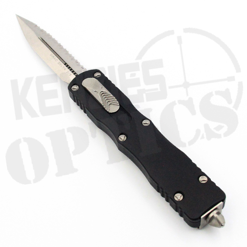 Microtech Dirac Delta Dagger OTF Fully Serrated Automatic Knife Black - Stonewash