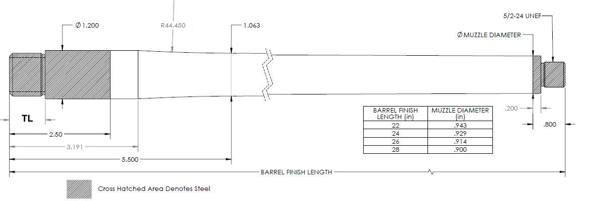 Proof Research 28 Nosler Terminus Pre-Fit Carbon Fiber Barrel