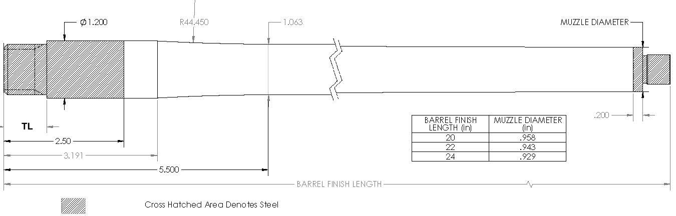 Proof Research 6.5 CM Terminus Pre-Fit Carbon Fiber Barrel