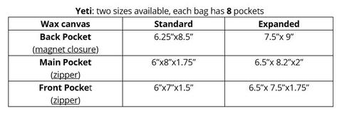 UUB Gear Yeti UKOALA Bag - Multiple Options 4 yeti size chart on web
