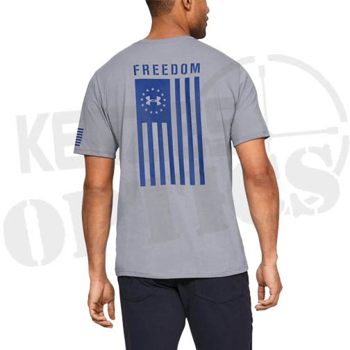 Under Armour Freedom Graphic T-Shirt - Steel Medium Heather and Royal Blue
