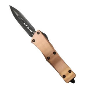 Microtech 338-MCK Marfione Custom Troodon D/E Automatic Knife Copper - Herring Bone Damascus