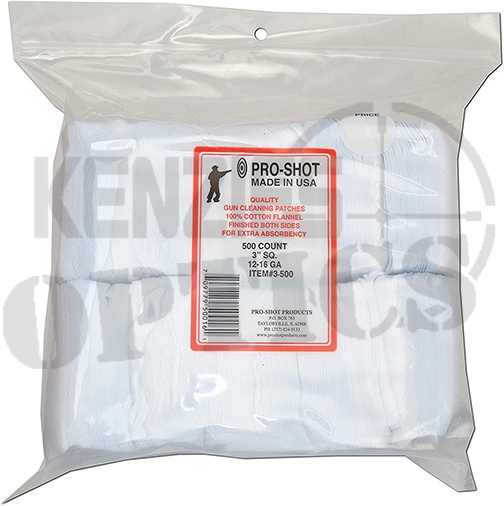 Pro Shot Products .22-.270 Caliber 1 1/8-Inch SQ. 500 Count Patches, White (1 1/8-500)