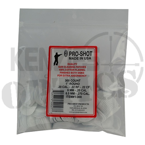 Pro Shot .22-270 Caliber 1-Inch RD. 300 Count Patches, White