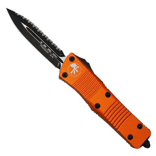 Microtech 138-3OR Troodon D/E Fully Serrated OTF Automatic Knife Orange - Black