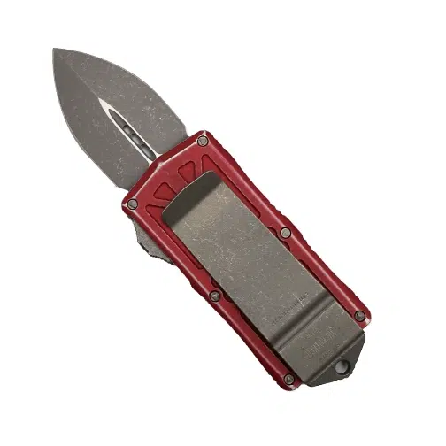 Microtech 157-10DRD Exocet D/E OTF Knife Money Clip Combo Distressed Red - Apocalyptic