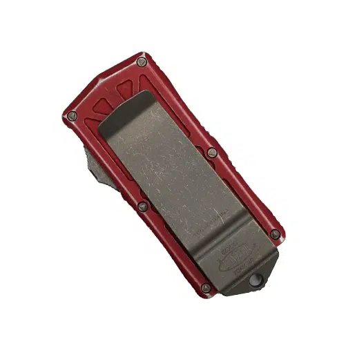 Microtech 157-10DRD Exocet D/E OTF Knife Money Clip Combo Distressed Red - Apocalyptic
