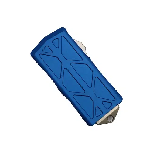 Microtech 157-12BL Exocet D/E Fully Serrated OTF Knife Money Clip Combo Blue - Stonewash
