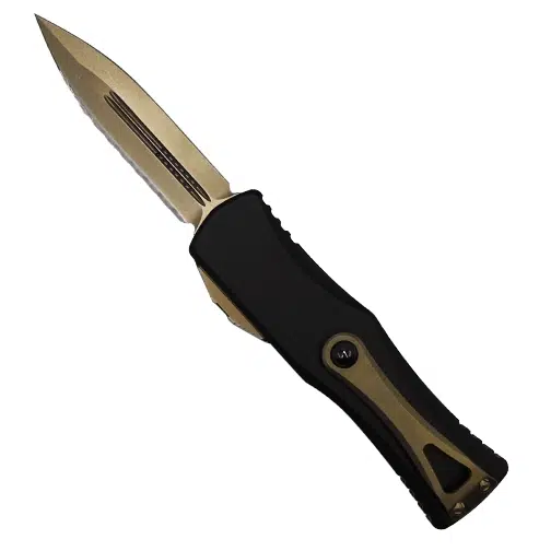 Microtech 702-15 Hera D/E Fully Serrated OTF Automatic Knife Black - Bronze