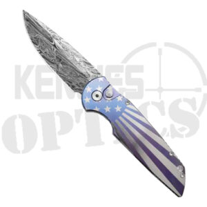 Pro-Tech Knives TR-3 Custom Automatic Knife Anodized Patriotic Titanium - Damascus