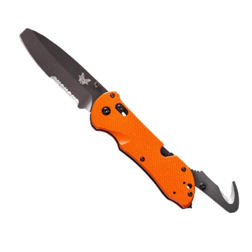 BENCHMADE 916SBK-ORG TRIAGE BLUNT TIP PARTIALLY SERRATED FOLDING KNIFE ORANGE