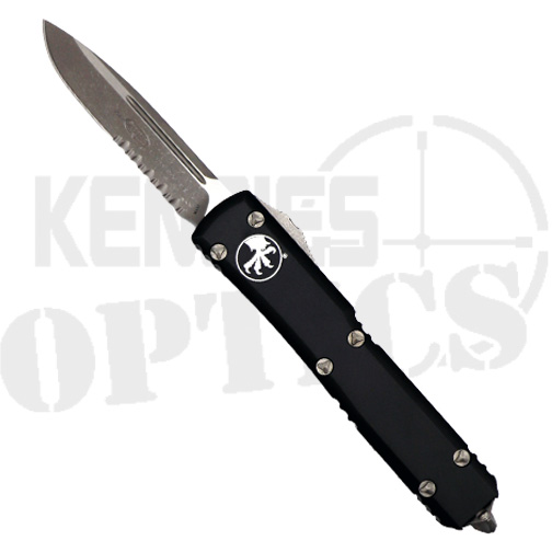 Microtech 121-11AP Ultratech Partially Serrated S/E Automatic Knife OTF Knife Black - Apocalyptic
