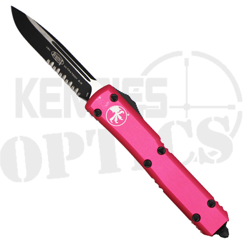 Microtech 121-2PK Ultratech Tactical S/E Partial Serrated OTF Knife Pink – Black