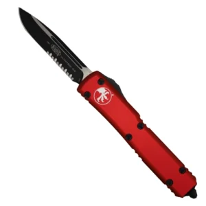 Microtech 121-2RD Ultratech Tactical S/E Partial Serrated OTF Knife Red – Black