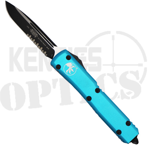 Microtech 121-2TQ Ultratech Tactical S/E Partial Serrated OTF Knife Turquoise – Black