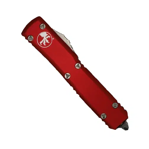 Microtech 122-11RD Ultratech D/E Partially Serrated OTF Automatic Knife Red – Stonewash