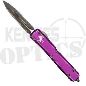 Microtech 122-D12DVI Ultratech Fully Serrated D/E OTF Automatic Knife Distressed Violet - Stonewash