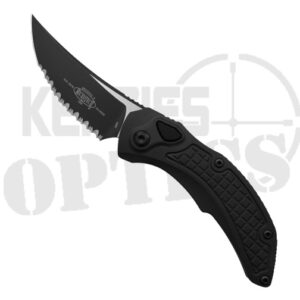 Microtech 268A-3T Brachial Fully Serrated Trailing Point Automatic Knife Black - Black