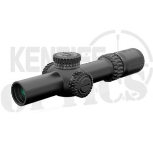 Swampfox 1-6x24 Warhorse FFP Rifle Scope – Red Dragoon MIL Reticle shown with red illuminated Red Dragoon MIL reticle – ideal for close to mid-range tactical shooting