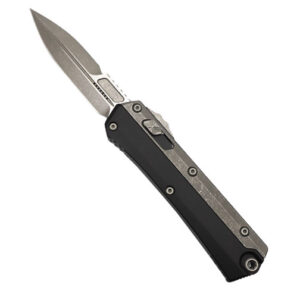 Microtech 184-10AP Glykon D/E OTF Automatic Knife Black w/ Titanium Overlay - Apocalyptic